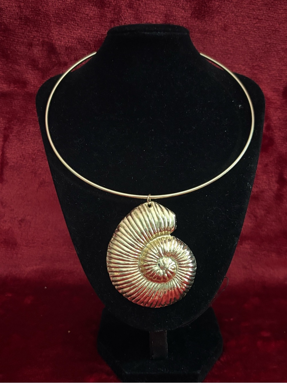 Gold Shell Spiral Statement Necklace